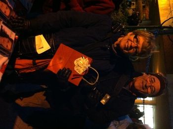 Mom and Dad working our CD table, featuring our Christmas bag special.
