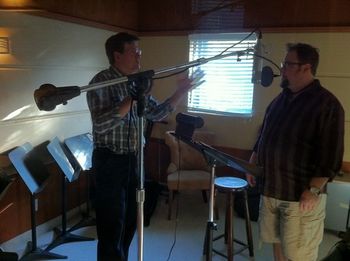 Gerald and Carmon experimenting with different mics.
