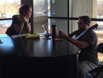 Gerald and our friend, Natalie Bryson, found a piano in the corner of the Shaw Centre and had a co-writing session...
