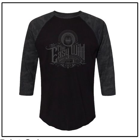 The Easy Wild Logo Baseball T- Black with Gray Sleeves & Logo
