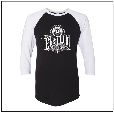 The Easy Wild Logo Baseball T- Black with White Sleeves & Logo