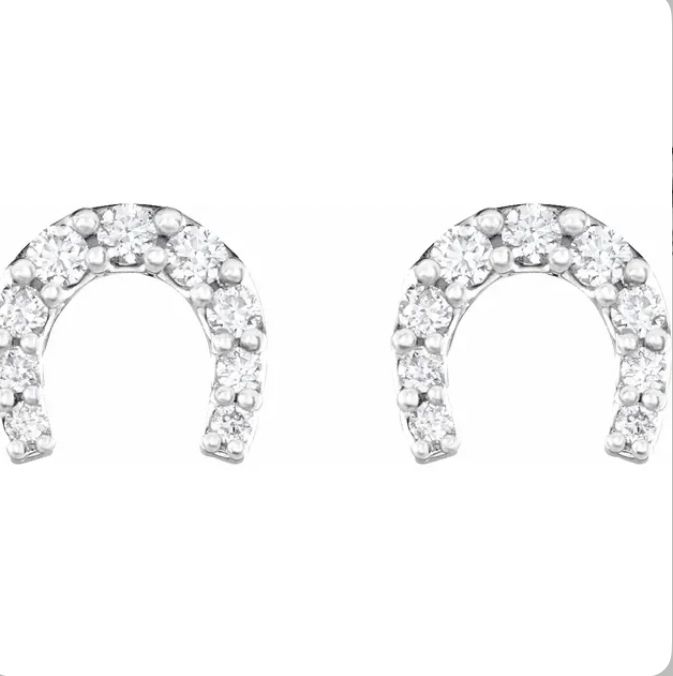 Sterling Silver 1/6 CTW Natural Diamond Horseshoe Earrings