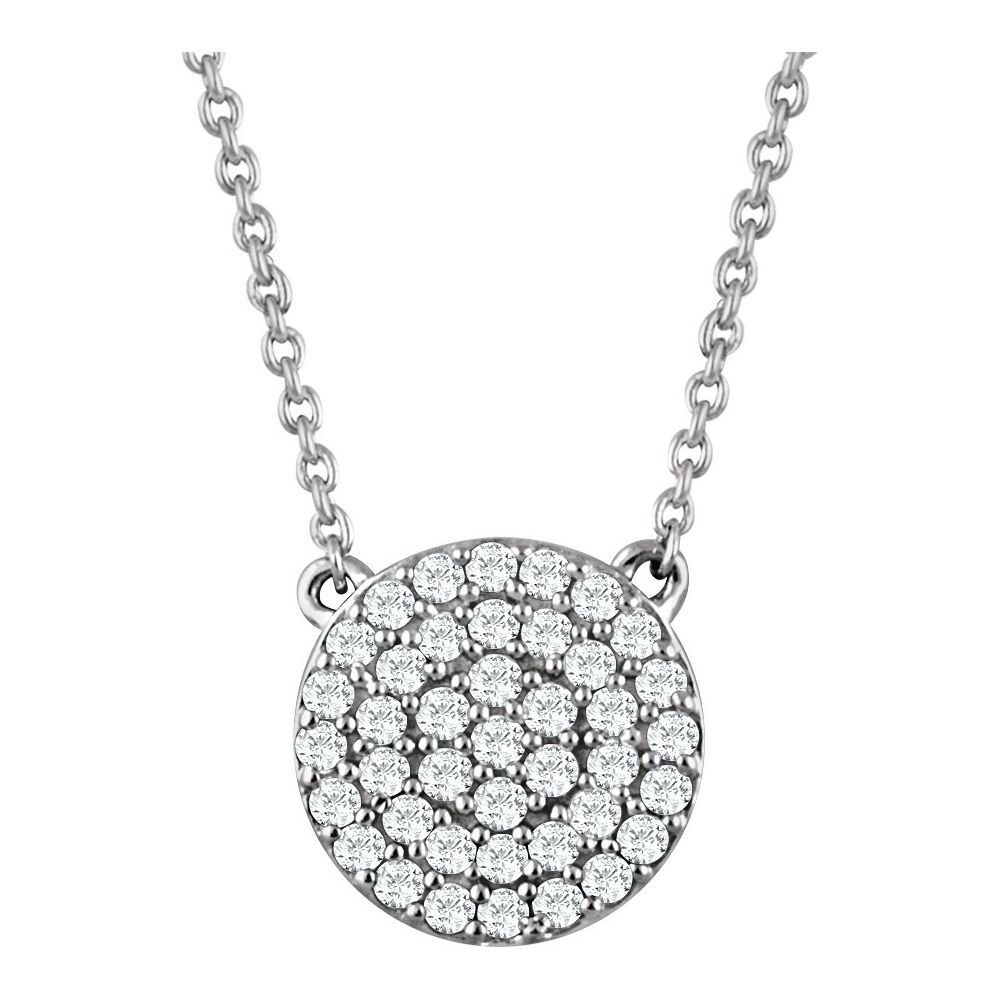 14K White 1/3 CTW Natural Diamond Cluster 16-18" Necklace