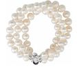 Sterling Silver Cultured White Freshwater Pearl Triple Strand 7 1/4" Bracelet
