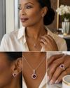 Ruby Radiance Diamond Halo Stud Earrings