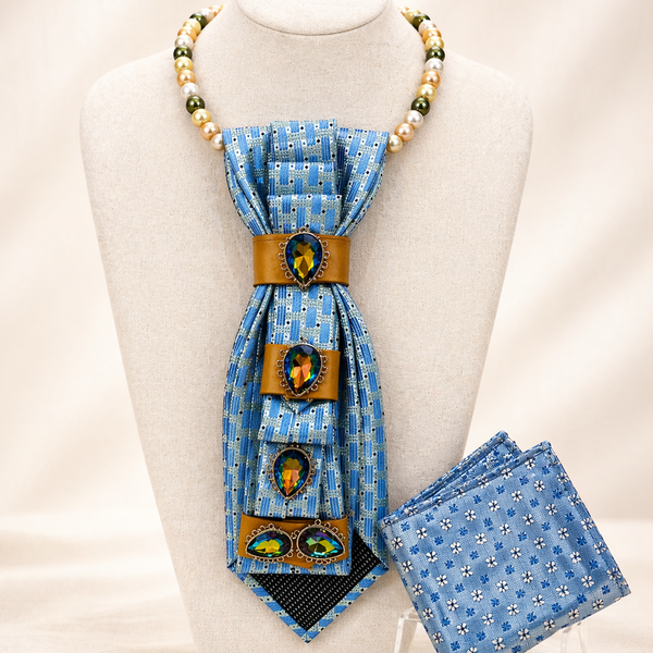 Azure Bloom Luxe Tie Necklace Set 