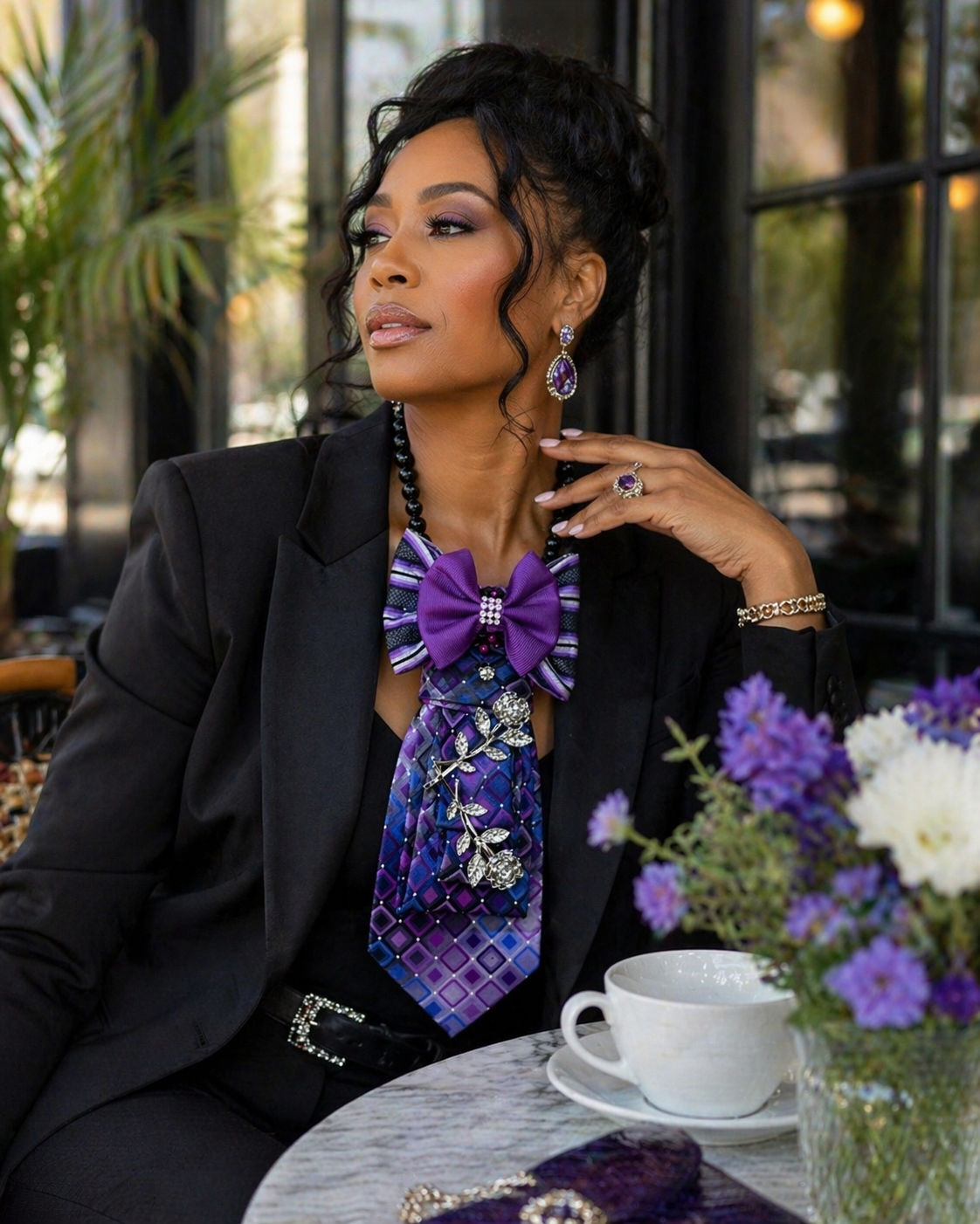Violet Royale Bow Tie Necklace 