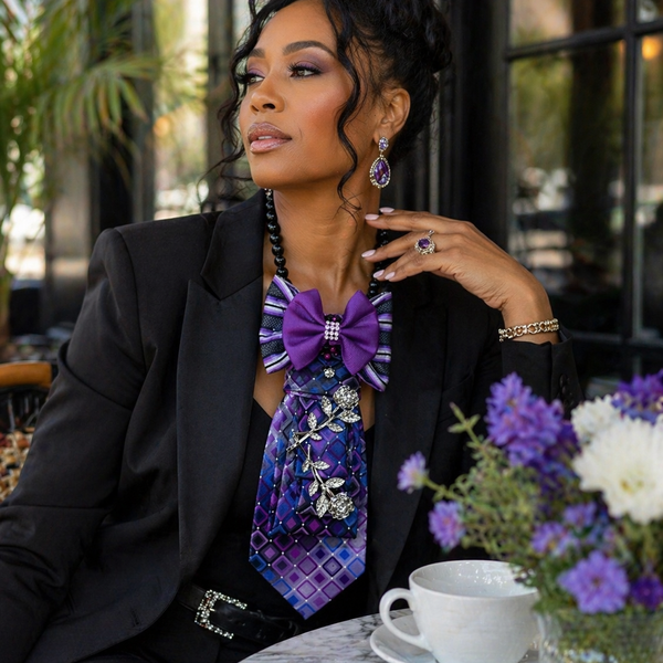 Violet Royale Bow Tie Necklace 