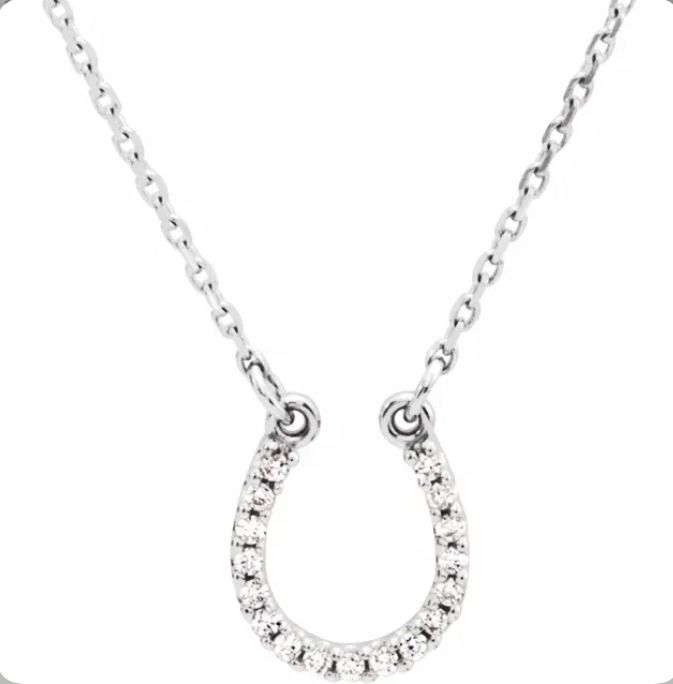 14K White .07 CTW Natural Diamond Horseshoe 16" Necklace