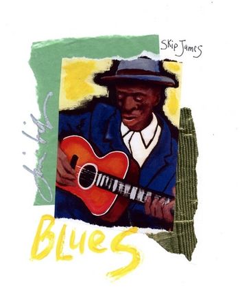 Skip James / Blues 8x10 Mixed Media Collage on paper/ signed & framed Price: $35.
