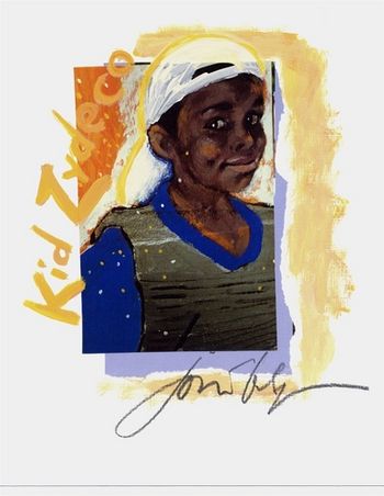 Kid Zydeco 8x10 Mixed Media Collage on paper / signed & framed  Price: $35.
