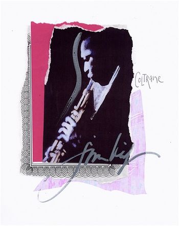 John Coltrane / Silhouette 8x10 Mixed Media Collage on paper/ signed & framed / Price: $35.
