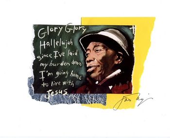 Mississippi John Hurt / Laid My Burden Down (horiz.) 8x10 Mixed Media Collage on paper / signed & framed Price: $35.
