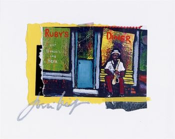 Ruby's Diner 8x10 Mixed Media Collage on paper / signed & framed Price: $35.
