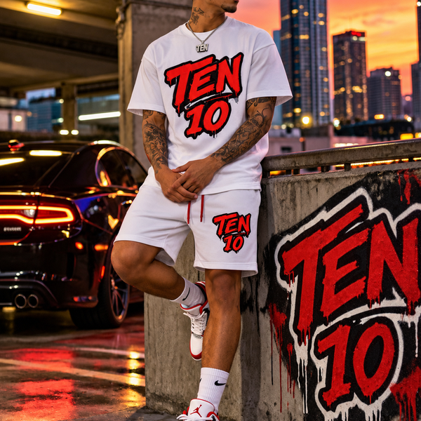 TEN Red And White Short Set 