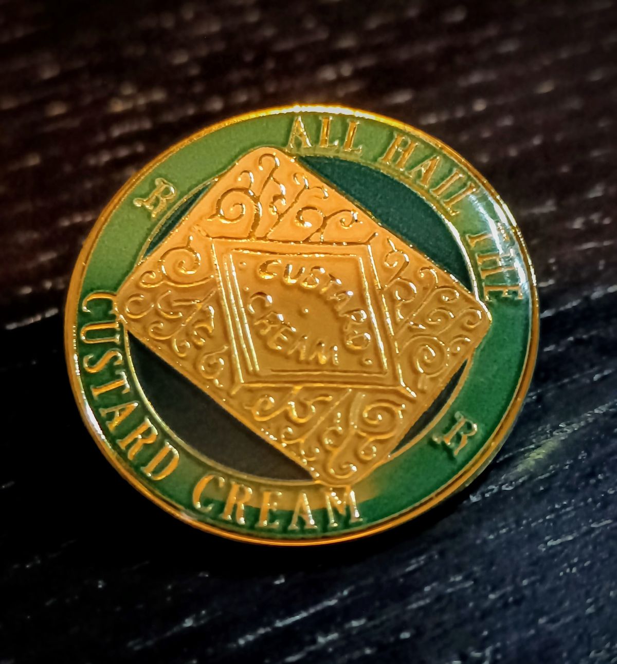 All Hail The Custard Cream - Enamel Badge