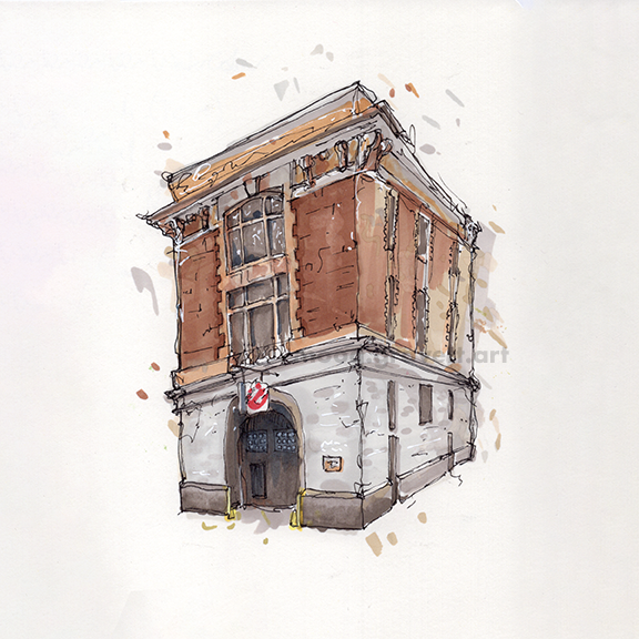 Ghostbusters HQ - 8x8 art print - LIMITED 