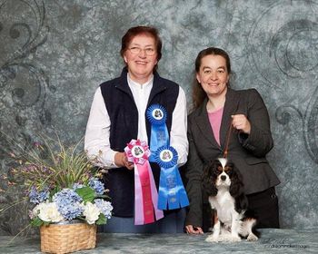 COTW Burlingame CA July 2010 1st Place in Junior Puppy Bitch and Best Tricolor in Show under Judy Wright (Yockley). Keira's first show!
