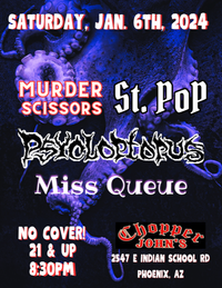 Psychloptopus, St. PoP, Miss Queue, and Murder Scissors
