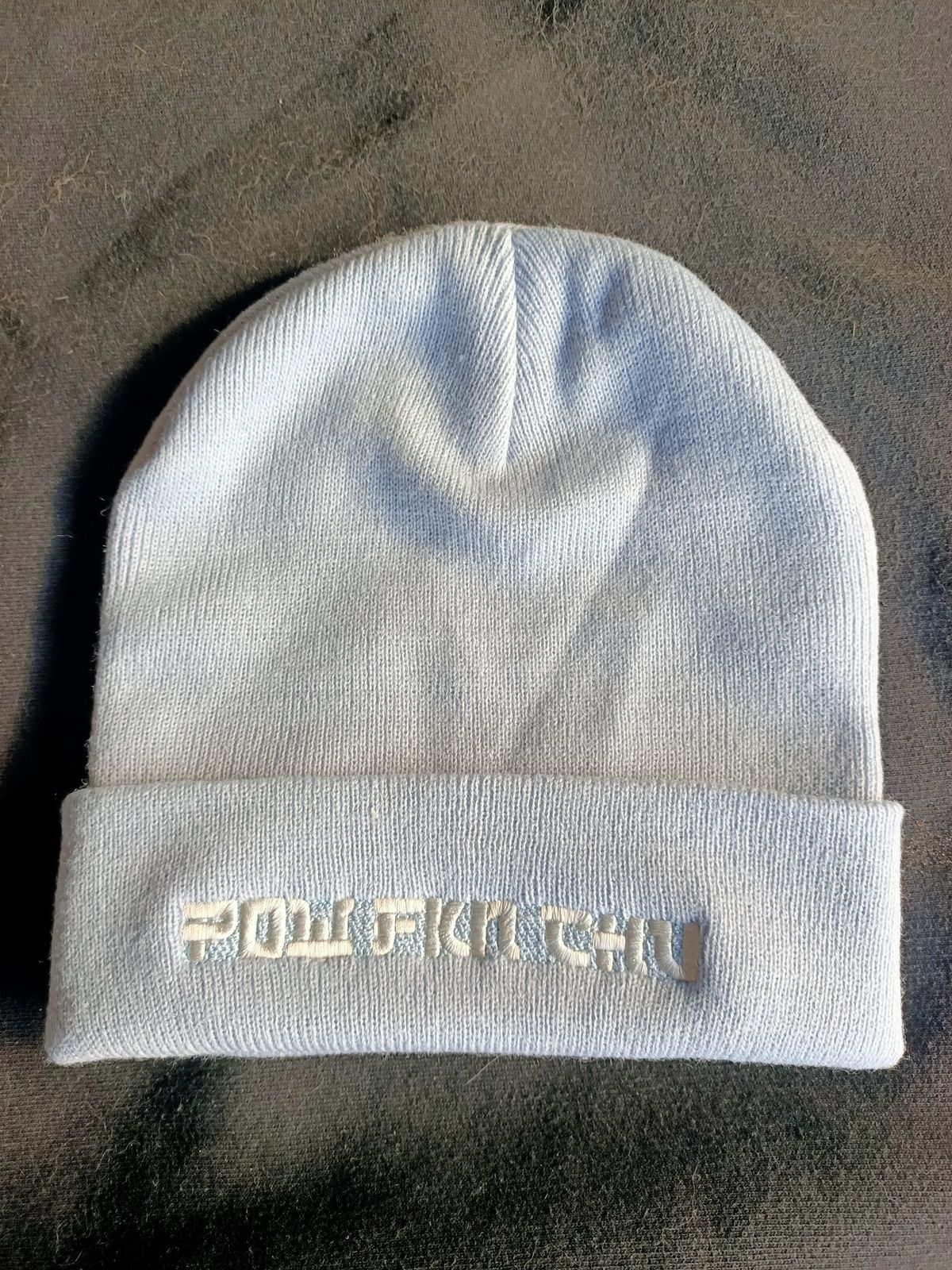 Powder Blue Cuff Beanie with Silver Logo 