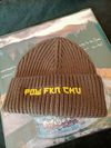 Brown Beanie with Yellow Logo