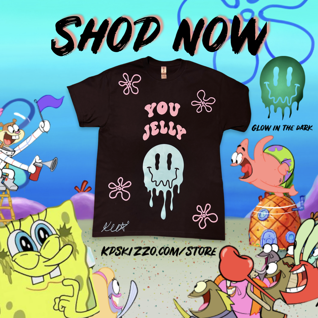 🚨KP SKIZZO COLLECTION STARTS NOW!!! 🚨“You Jelly” Black glow in dark autographed T-shirt