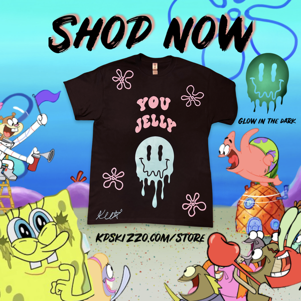 🚨KP SKIZZO COLLECTION STARTS NOW!!! 🚨“You Jelly” Black glow in dark autographed T-shirt