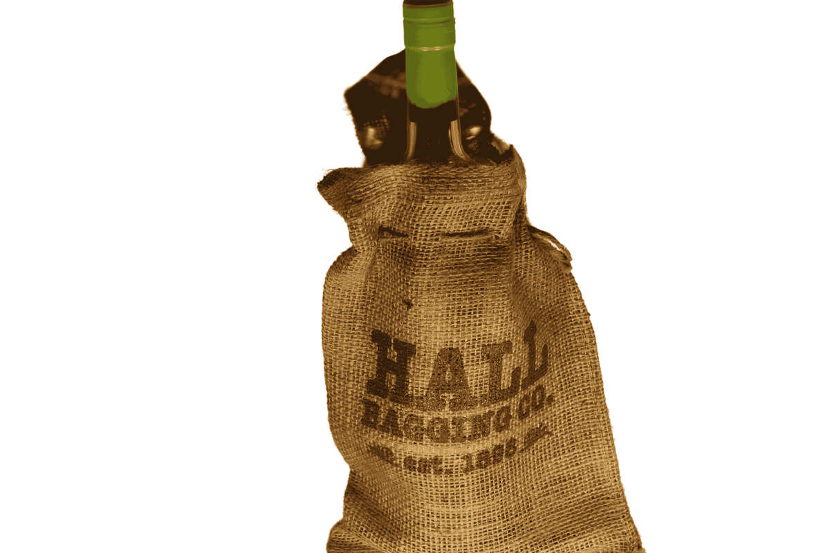 Genuine HALL BAGGING COMPANY burlap bag with drawstring 