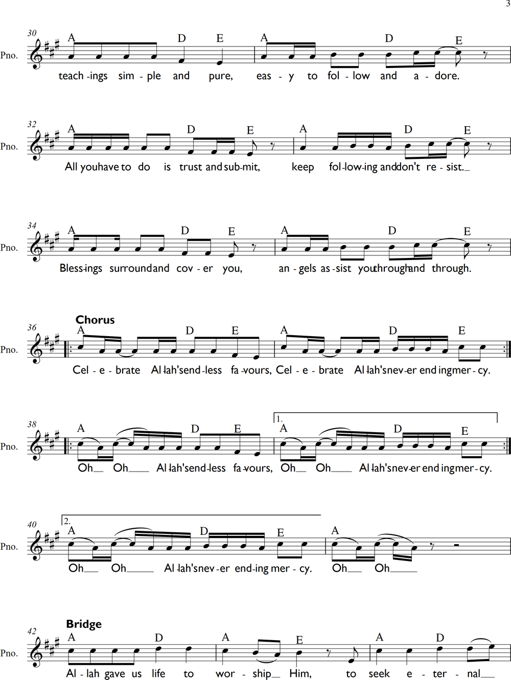 Musical score for Celebrate by Aashiqalrasul 3