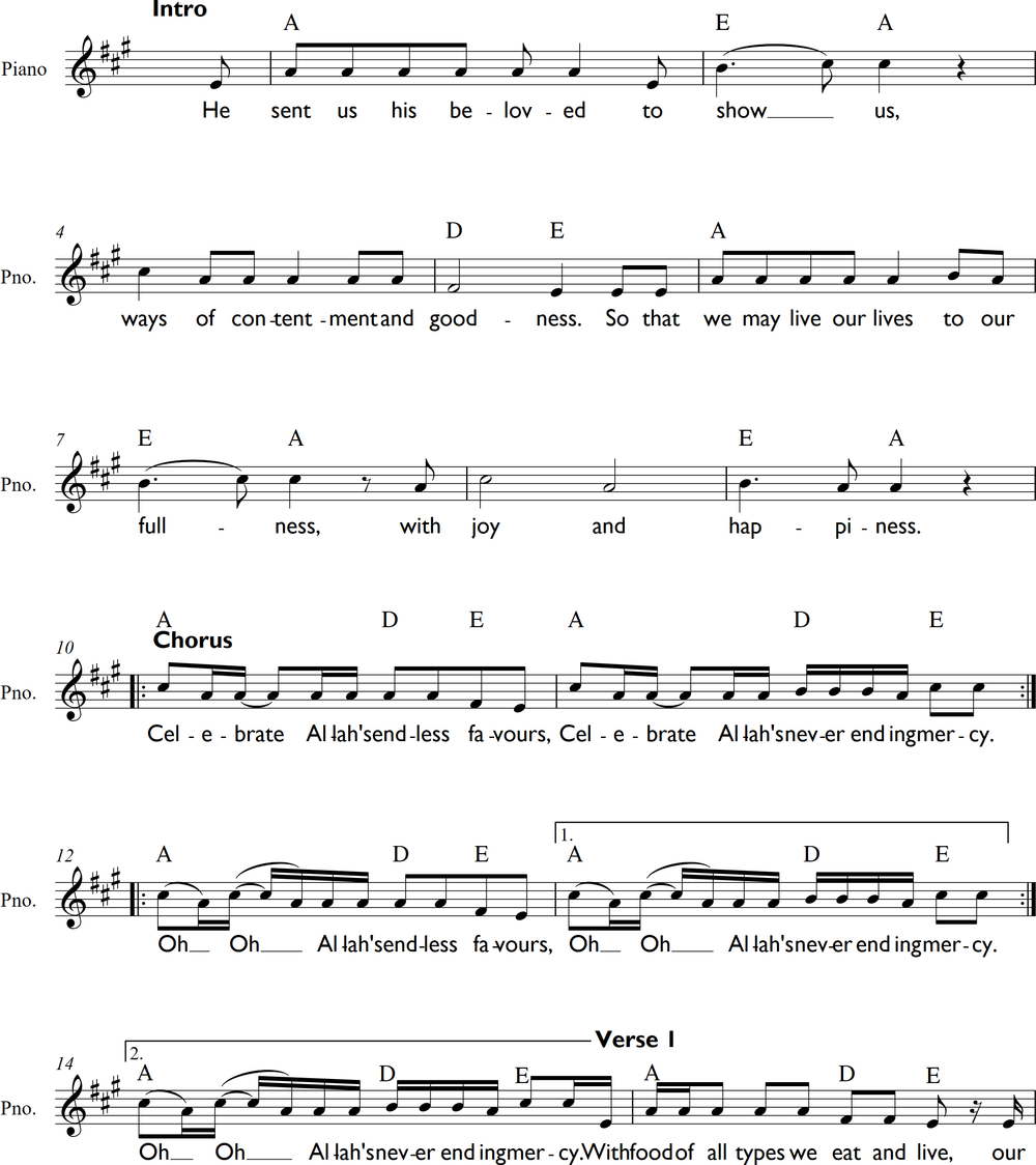 Musical score for Celebrate by Aashiqalrasul