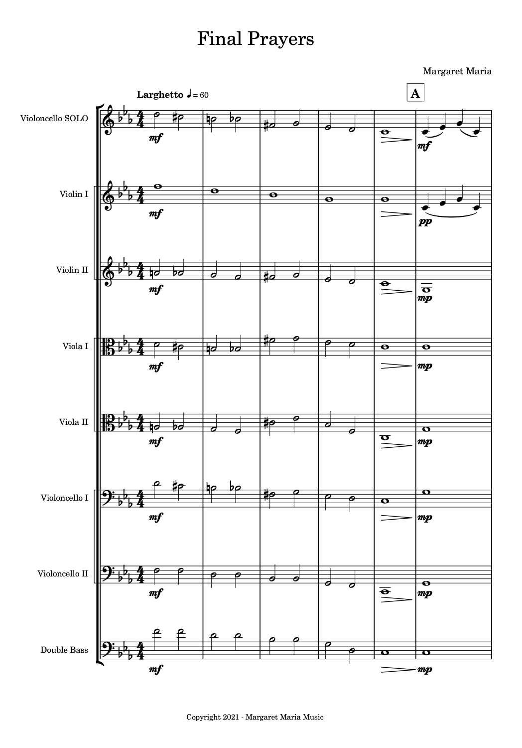 Final Prayers - Solo Cello and String Orchestra 