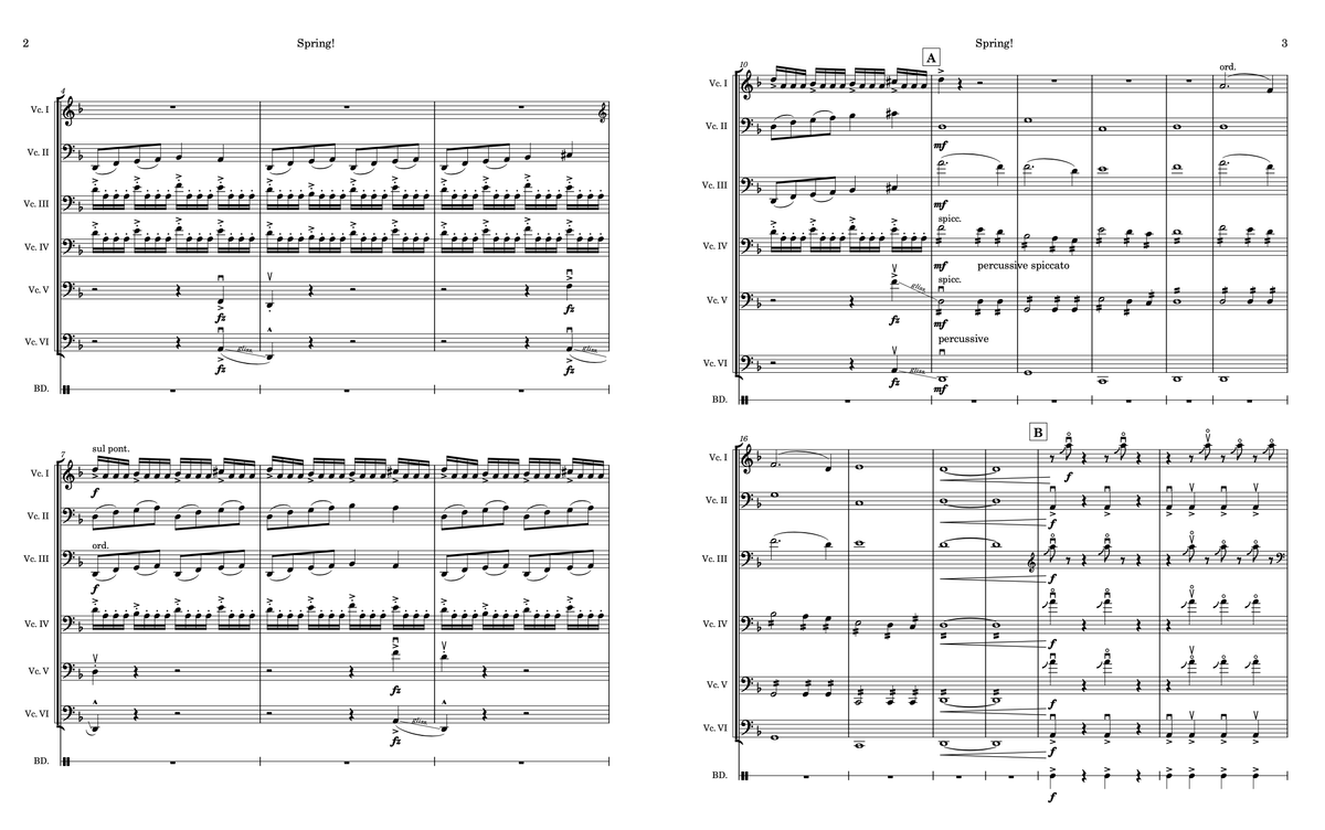 Spring! - Cello Ensemble (in 6 parts)