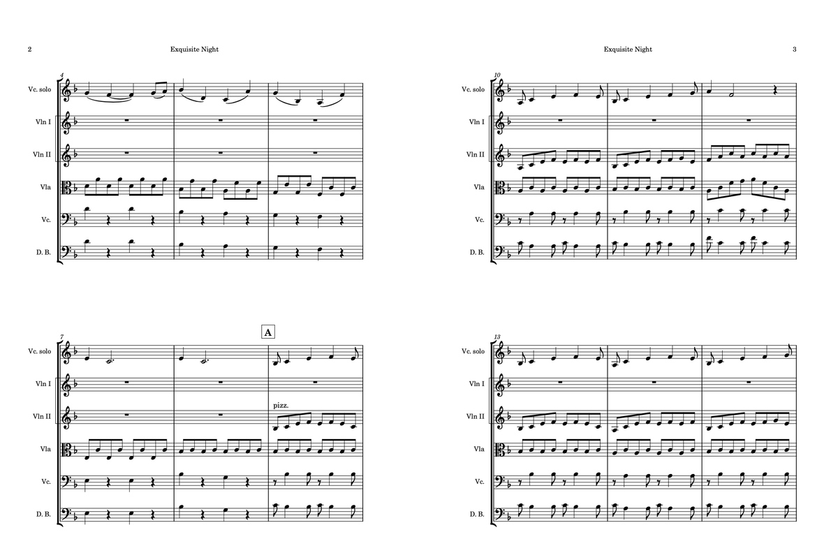 Exquisite Night - Solo Cello and String Quintet (or String Orchestra)