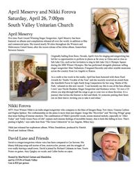 April Meservy & Nikki Forova w/David Lane opening