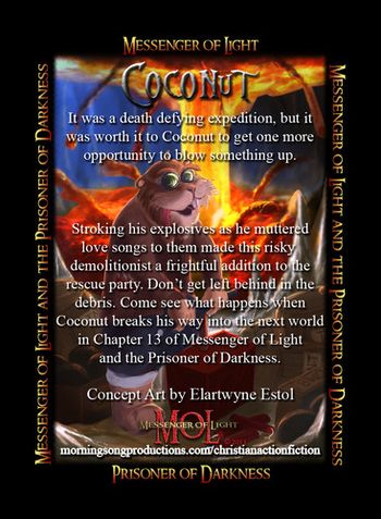 The back of a trading card of Coconut explosions expert
