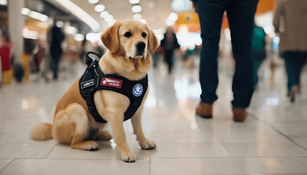 Puupy in a crowded establishment is a work vest
