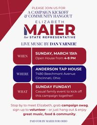 Campaign Meet and Greet for Elizabeth Maier/ Sunday Funday Acoustic @ Anderson Taphouse