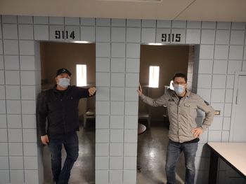 Jay and Tom check out the cells

