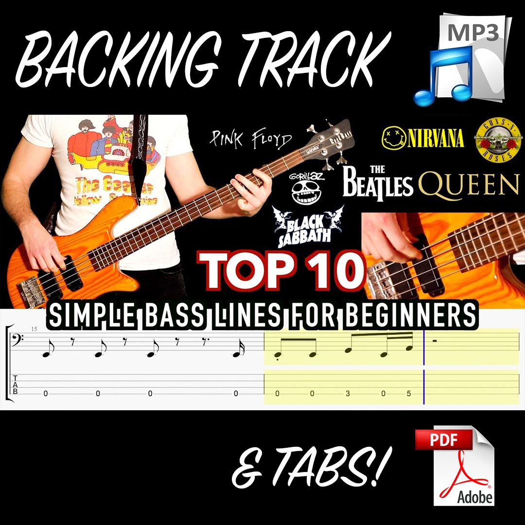 Top 10 Easy Bass Lines For Beginners Tabs & Backing Track