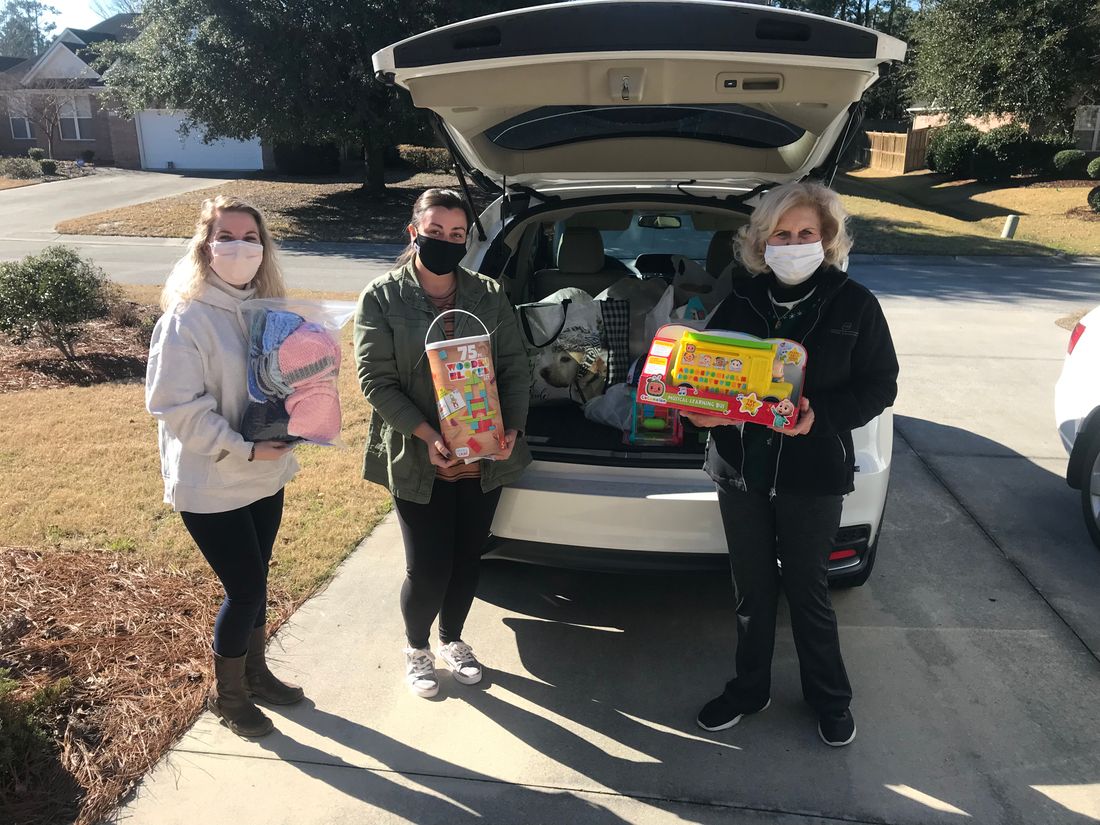 Carload of toys ready to be delivered to young patients at Cape Fear Valley Hospital in Fayetteville, NC in January 2022
