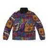 7.A.M. Men's Puffer Jacket Bold Graffiti All-Over Print Streetwear