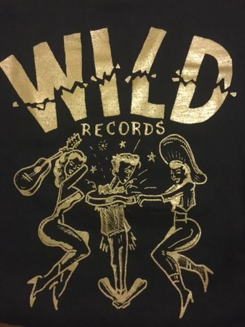 *MENS * Wild Records Black T-shirt with Gold logo