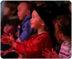 Children at the Bay Area Discovery Museum in Sausalito, California enjoy a family matinee concert by the Dmitri Matheny Group.
