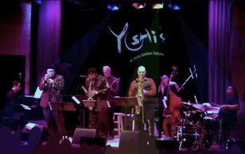 YOSHI'S Dmitri Matheny Group [L-R]: Matthew Clark, Dmitri Matheny, Charles McNeal, Brad Buethe, Dave Ellis, Ruth Davies, Deszon X. Claiborne.
