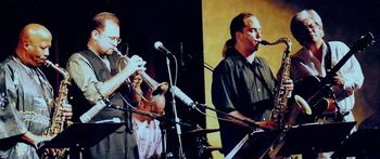 YOSHI'S Benefit for the Art Farmer Scholarship Fund: [L-R] John Handy, Dmitri Matheny, Peter Apfelbaum, Larry Coryell.
