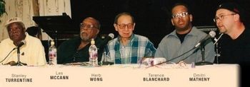 Stanley Turrentine, Les McCann, Herb Wong, Terence Blanchard and Dmitri Matheny take questions at the Telluride Jazz Celebration, Colorado
