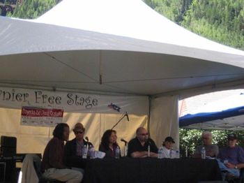 Mark Ruffin, Raul Midon, Jackie Ryan, Dmitri Matheny, Toshiko Akiyoshi, Larry Coryell and Norman Proviser discuss growing the audience for jazz at the Telluride Jazz Celebration, Colorado
