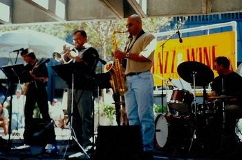SF JAZZ & WINE FESTIVAL Dmitri Matheny Group [L-R]: Alex Candelaria, Dmitri Matheny, Bill Douglass, Dave Ellis, Robert Kaufman
