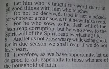 Posted on 9/12/21: Galatians 6:6-10
