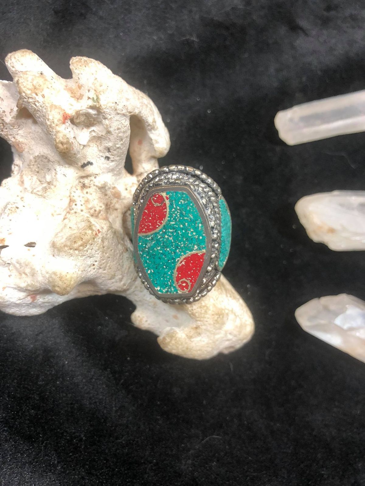 Turquoise Coral Oval Ring